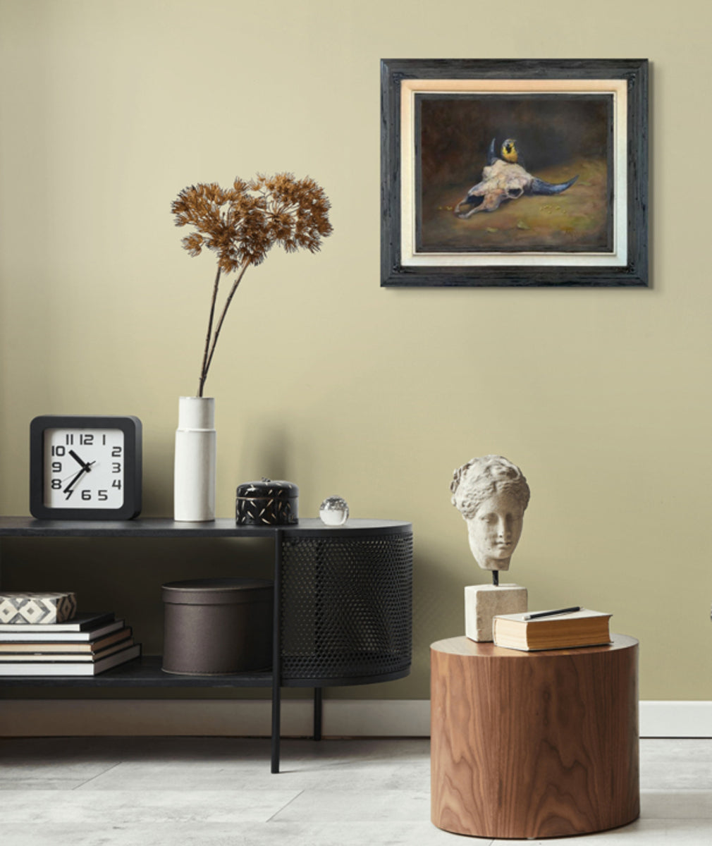 Bison Skull, Wild Berries, and Meadowlark