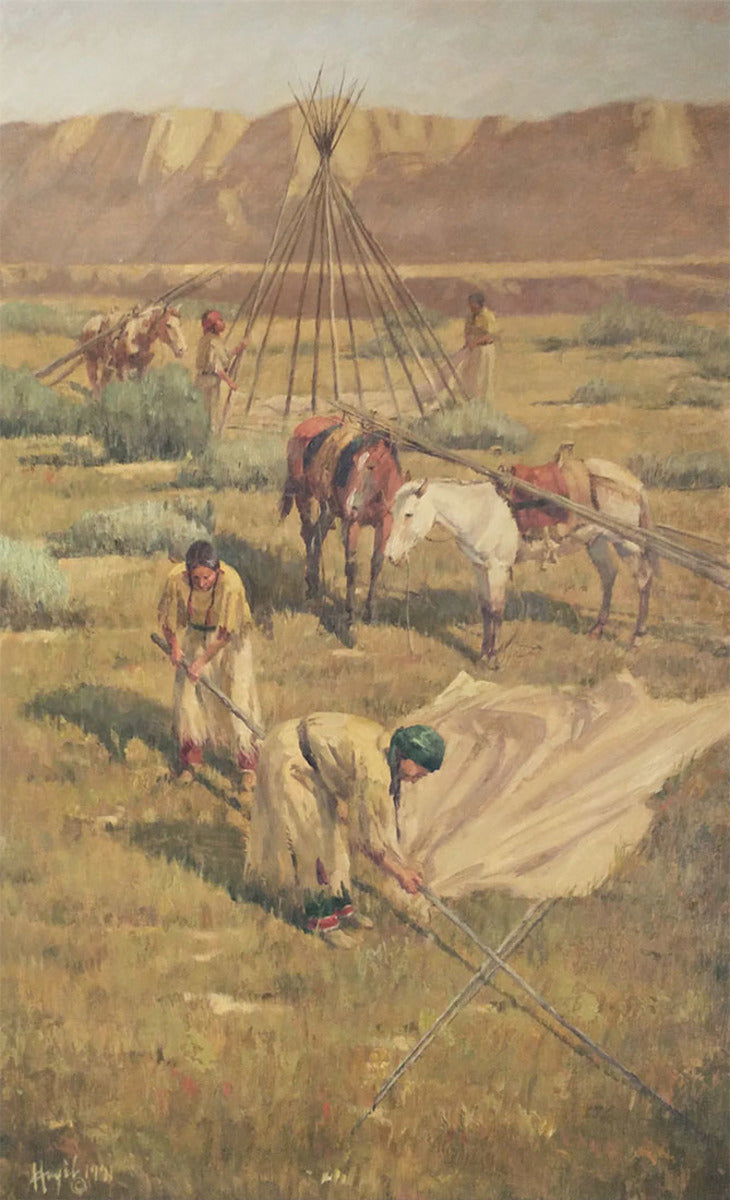 Assiniboine Women Setting Lodges