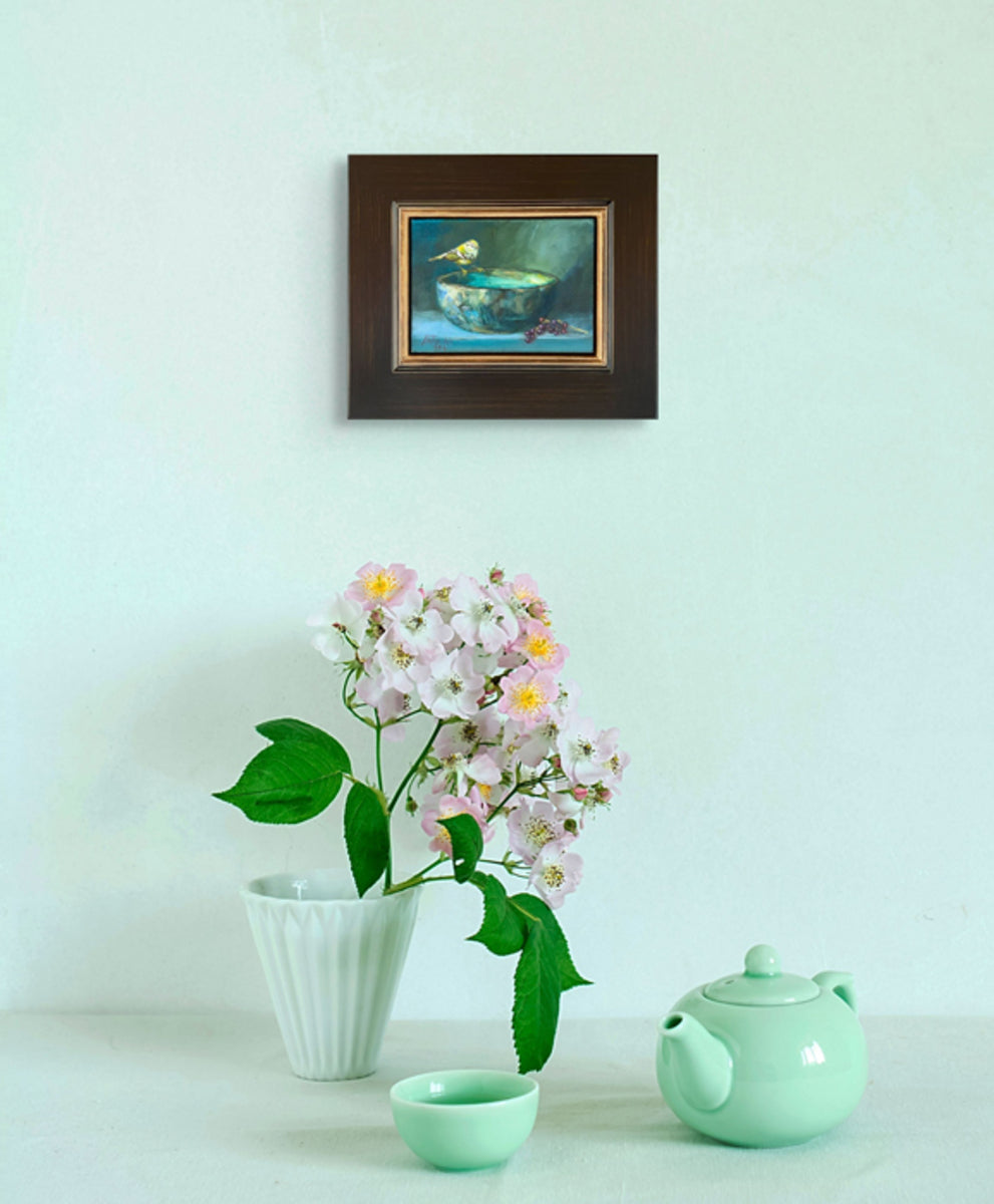 Raku Bowl, Elderberries, and Yellow-Browed Warbler