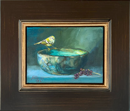 Raku Bowl, Elderberries, and Yellow-Browed Warbler