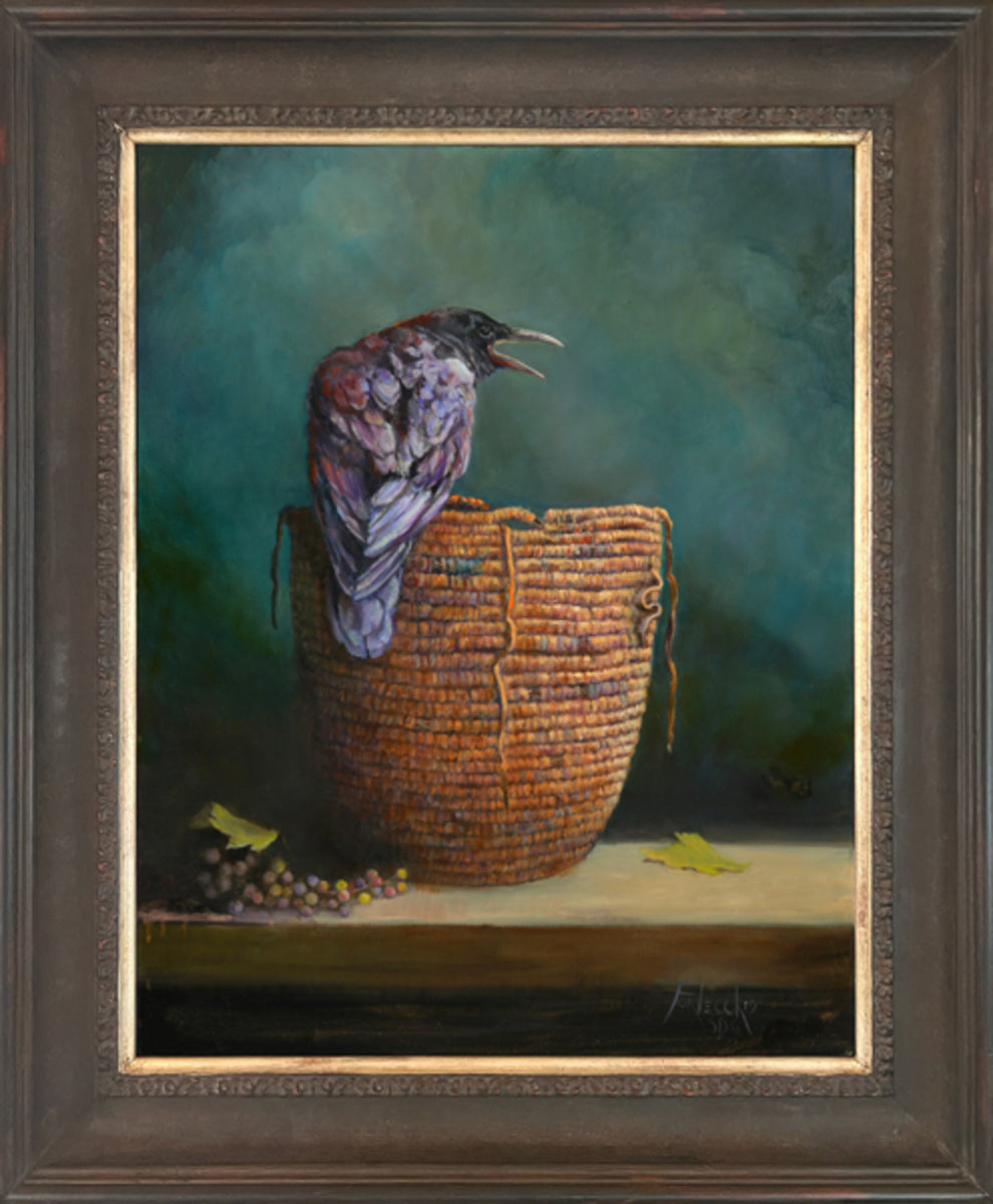 Salish Basket, Wild Grapes, and Raven