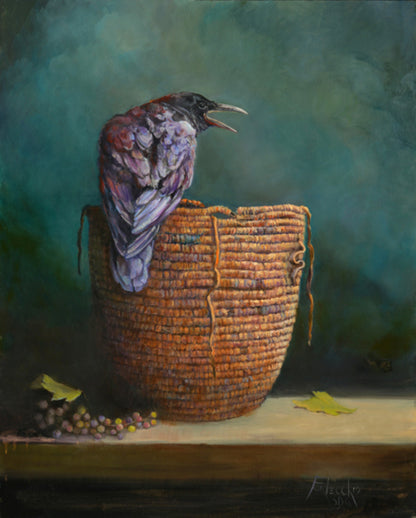 Salish Basket, Wild Grapes, and Raven