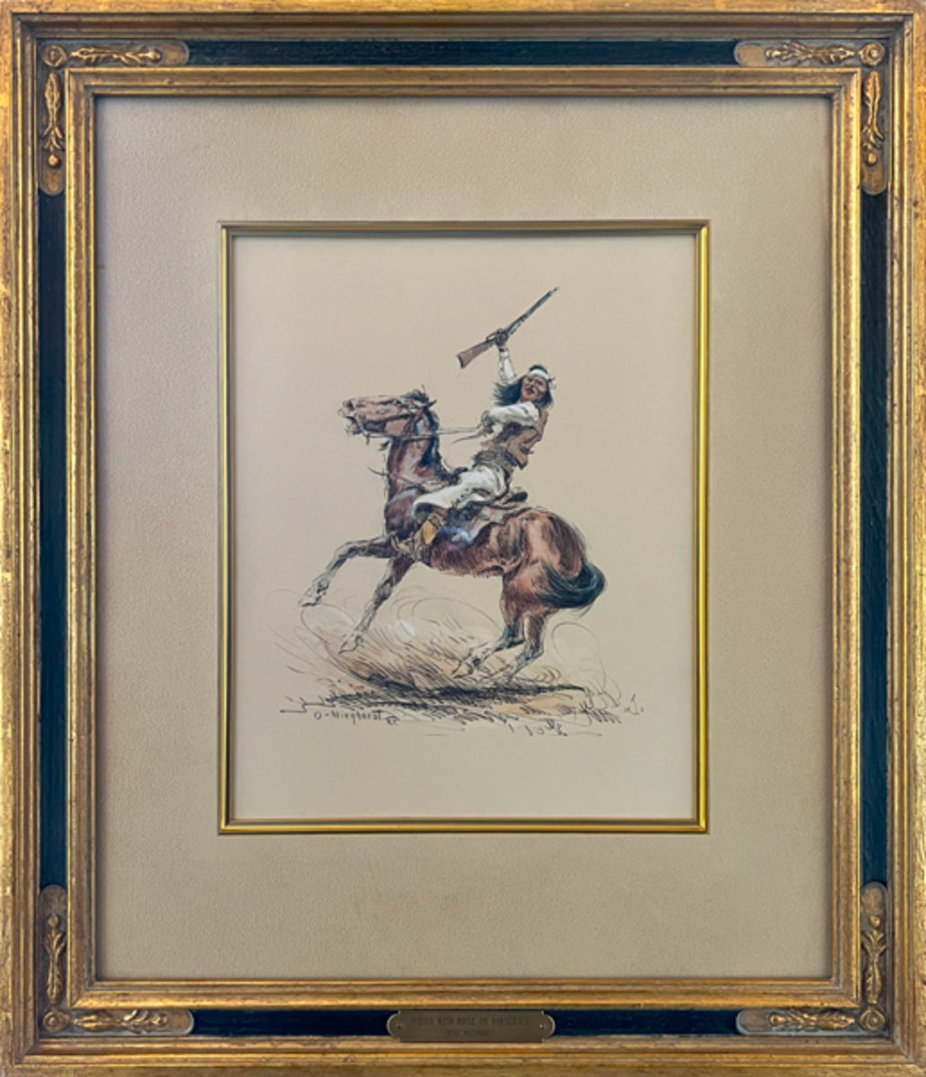 Indian with Rifle on Horseback