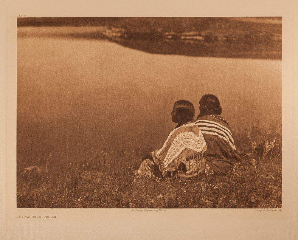 Plate 197 - An Idle Hour - Piegan, Photogravure on Tweedweave Paper, - SOLD