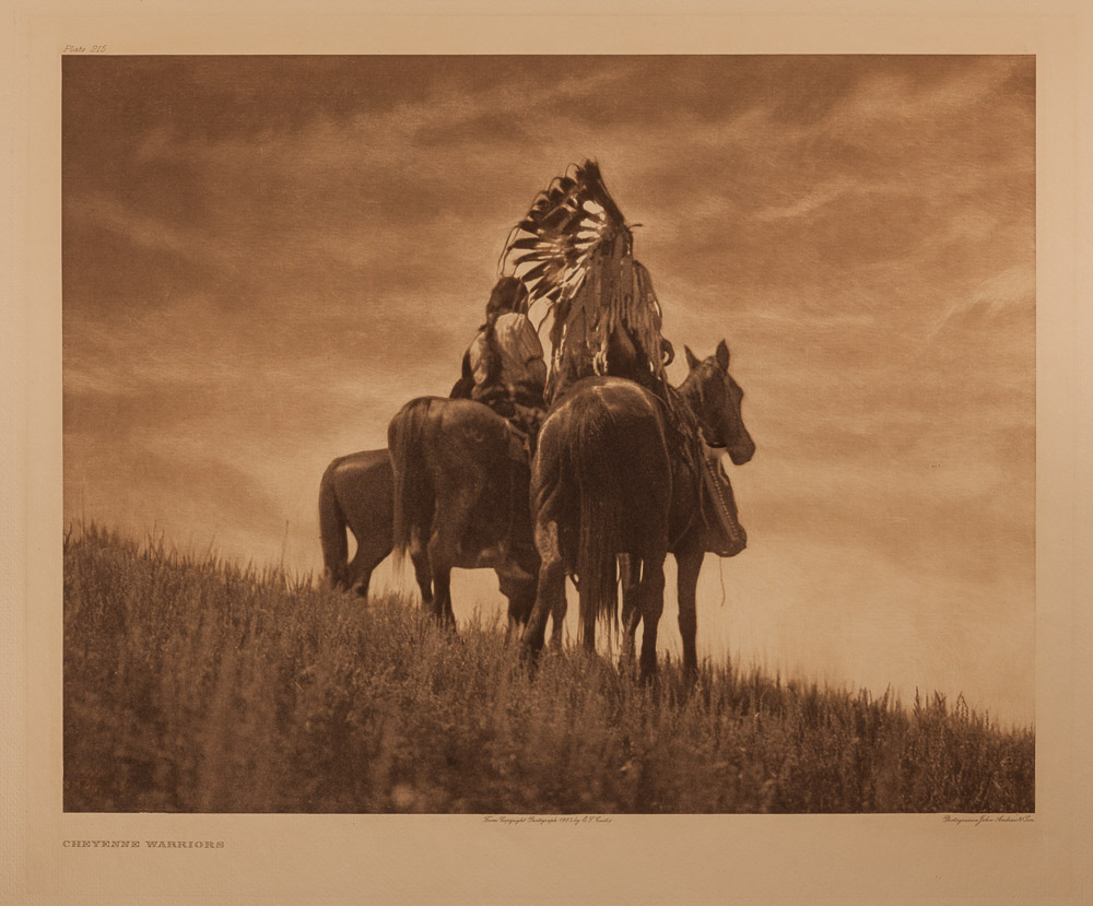 Plate 215 - Cheyenne Warriors, Photogravure on Tweedweave Paper, - SOLD