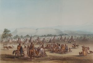 Lager Der Piedkann Indianer/Camp Des Indians Piekann by Karl Bodmer, 15" x 19"