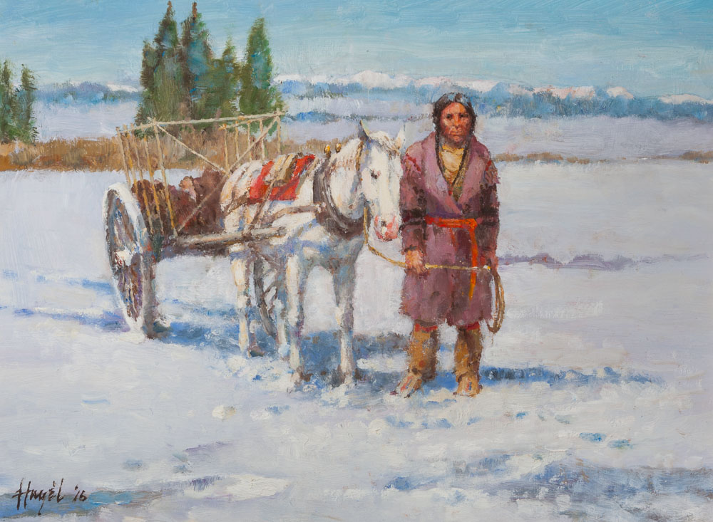 Metis Red River Cart In Winter For Fine Art