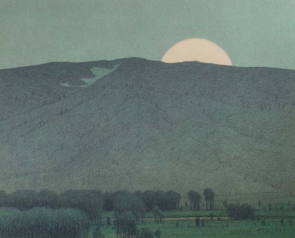 Summer Moonrise in the Northern Rockies (232/375), 16" x 20", Original Lithograph  -sold-